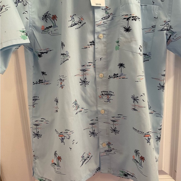 Lucky Brand Short Sleeve Button Down Shirt - Surf Spray - NWT - Boys XL 18/20 - Picture 6 of 12